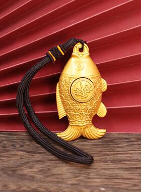 2026黄铜八方来财年年有余转转手把件鲤鱼小摆件工艺品招财锦鲤铜