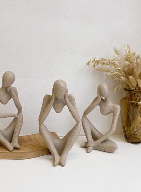 ins韩风同款树脂人物艺术摆件抽象思考者家居装饰拍照摄影道具