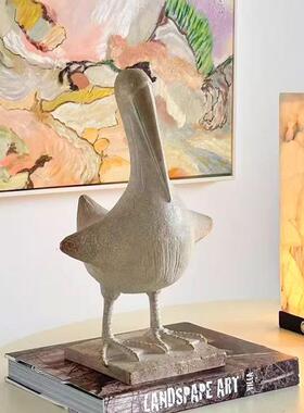 古鹈鸟风雕塑摆件样板间展厅FFA家居书房玄关动鹕物桌面中复古装