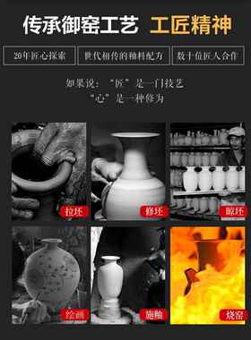 景德镇陶瓷彷古龙纹通用罐中式客厅博古架装饰摆件家居工艺品大尺