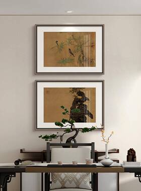 新中式高档复古花鸟茶室挂画宋代美学中古风古典餐厅玄关装饰画