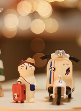 YUJIAN丨Travel新款摩托车旅行猫装饰小摆件送女友工位桌面小礼物