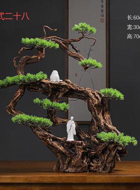 创意风化木根雕桌面摆件新中式装饰玄关办公室客厅电视柜茶室软装