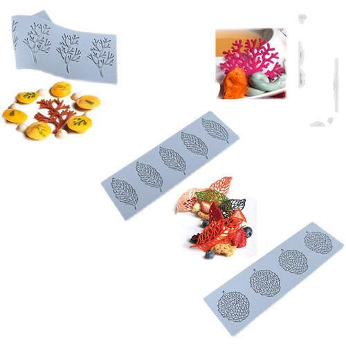 雏菊蜂巢树叶珊瑚圆环硅胶翻糖蕾丝垫法式烘焙装饰分子料理印花模 - 图3