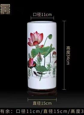 景德镇陶瓷富贵竹花瓶中式插花水培竹子家用客厅装饰品摆件高档品