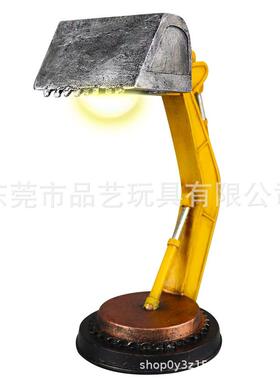 跨境新款挖掘机树脂台灯万圣节装饰灯摆件挖掘机家居装饰品台灯