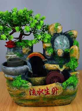 正品水轮流水风面喷泉假山吉祥猫茶桌客厅前台鱼缸公室开业办礼品