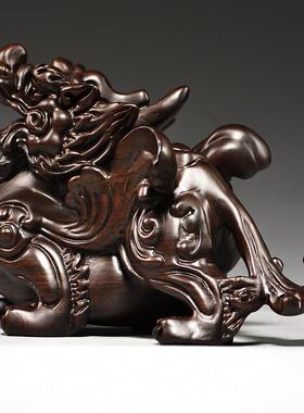 黑檀木雕貔貅摆件一对家居客厅玄关办公室装饰工艺品店铺开业送礼