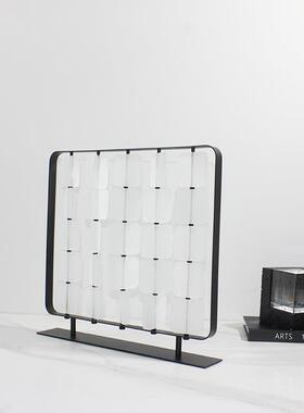 现代简约艺术屏风摆件金属亚克力书房装饰品样板间售楼处软装饰品