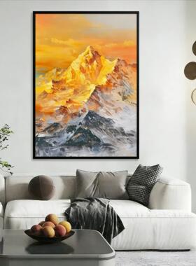 花开富贵砂岩画肌理质感装饰画沙发背景墙餐厅装修玄关挂画可定制