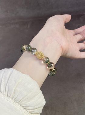 ins财富石绿幽灵手串简约手链