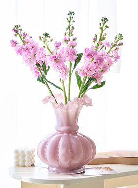 中古芬顿花瓣花瓶摆件客厅插花瓶法式浪漫水养花器高级感简约小众
