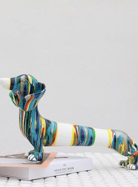 动物卡通腊肠狗树脂工艺品摆件创意酒店家居玄关处装饰品摆件