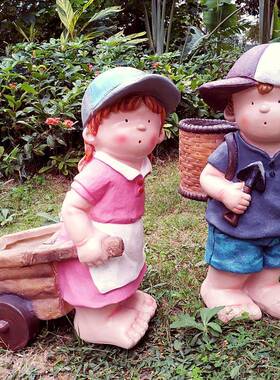 花园庭院装饰品卡通小孩摆件幼儿园读书小孩花盆园艺雕塑工艺礼品