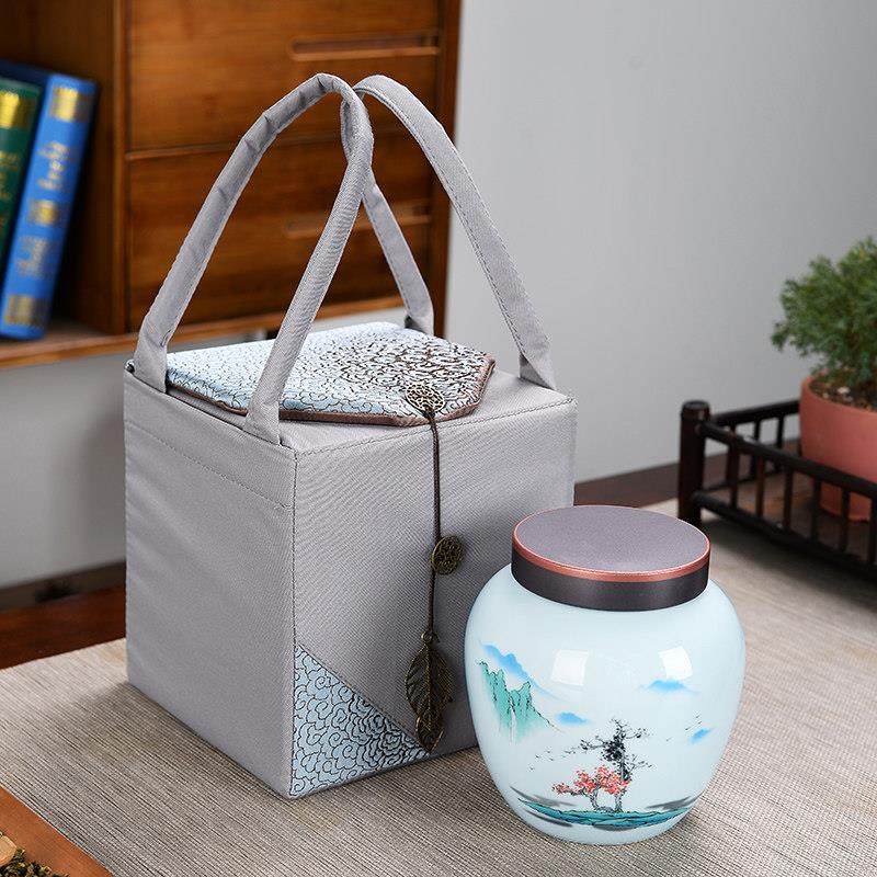 覆古布袋礼盒包装陶瓷茶叶密封罐半斤装红茶绿茶龙井大号单罐定制,淘宝优惠券,粉丝福利购,淘宝优惠卷