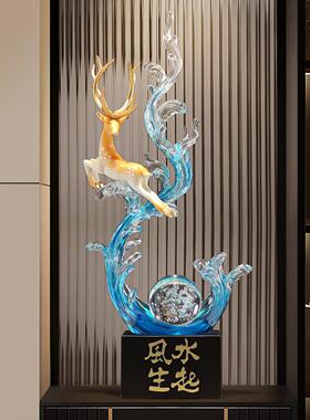 风生水起招财鹿摆件客厅玄关酒柜电视柜装饰品乔迁新居开 业礼物