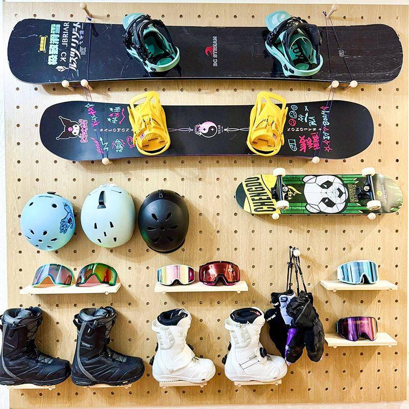 Hole board partition simple wooden board living room entrance wall hanging partition storage rack background wall simple display storage wall