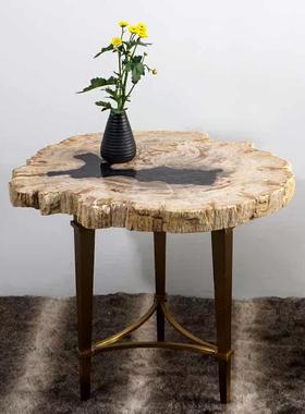 硅化木茶几小桌面设计师家具现代客厅装饰风格小边桌轻奢边几摆件