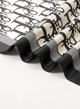 Simulated silk letter printed 90 square scarf 仿真丝字母方巾
