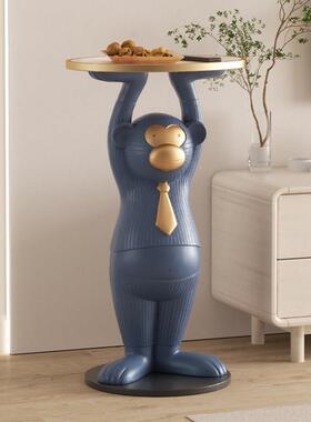 创意猴子托 托盘摆件艺术大型落地客厅沙发边几旁装饰品新家乔迁