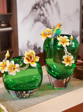 珐琅彩轻奢琉璃花瓶摆件客厅酒柜家居装饰珐琅彩高档花瓶饰品摆件