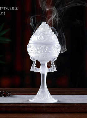 熏香摆放篆器摆件前台炉办公客厅香香琉璃博山炉盘香散高脚桌面