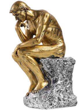 欧式人物雕塑沉思者摆件 创意思考想者软装装饰品书橱酒柜摆饰