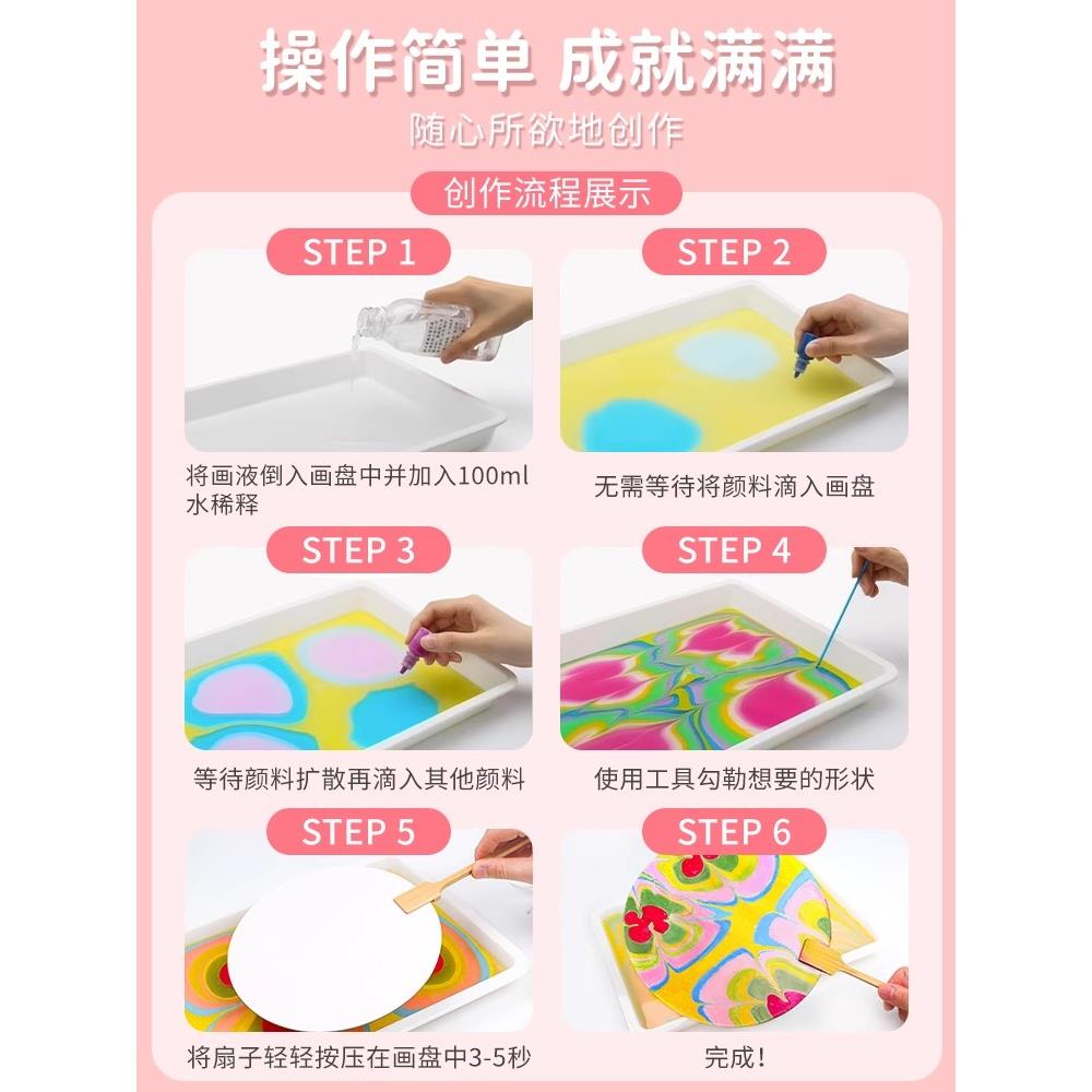 扇子团扇材料包diy儿童古风自制扇女童水拓湿拓画颜料拓印宣纸扇 - 图1