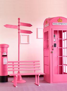 铁艺电话亭邮筒摆件大厅售楼落地场景展厅陈列装饰商场DP布置道具