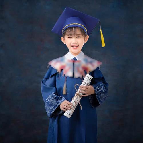正品儿博士园服童幼儿学式士服毕业照博士帽簪花云肩国风学生新中 - 图0