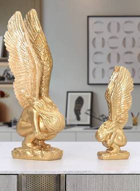 客厅电视柜摆件轻奢高档2025新款创意天使翅膀树脂花仙子公仔雕塑