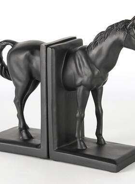 新中式创意KCO挡骏马书样书立摆件板房部售楼卧室书房玄关动物装