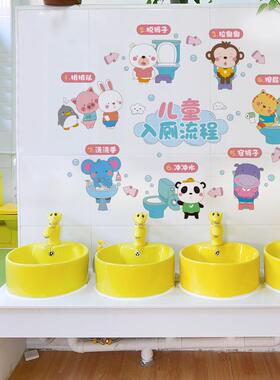 幼儿园七步洗手法卡通墙贴纸厕所化妆室环境布置环创材料墙面装饰