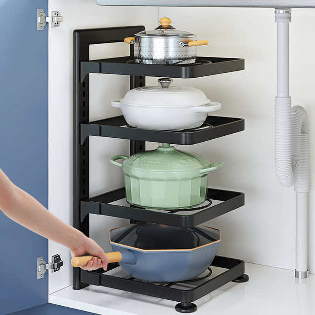Kitchen storage rack household multi-layer pot storage rack under sink cabinet layered pot rack layered pot rack