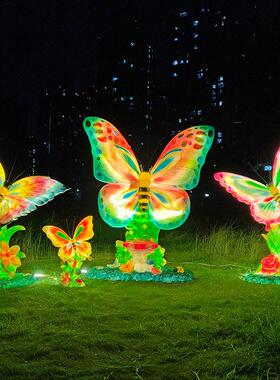 户外仿真发光蝴蝶雕塑网红打卡拍照美陈装饰草坪动物园林景观摆件