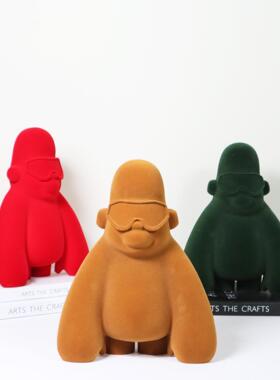 现代简约卡GT-A038通树脂绒猩猩动物创意童摆件儿房公仔桌面植装