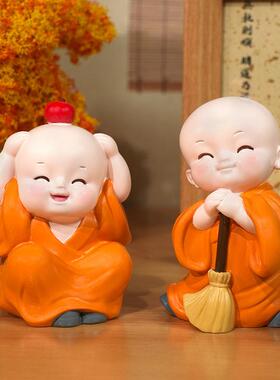 新款喜乐小和尚创意萌趣家居摆件茶桌摆件汽车用品可爱装饰礼物