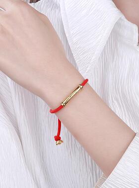 2026泰国福牌桶通金财库莲花桶电镀真金钱袋红绳手链女元宝不掉色