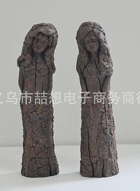 跨境新款森林女神创意树脂花瓶摆件仿树干家居室内工艺品装饰