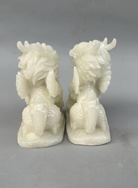 夜光树脂麒麟摆件麒麟摆设一对家居装饰品公室摆件