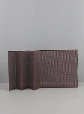 轻奢金属红色多孔屏风摆件样板房售楼部卧室客厅书房桌面道具装饰