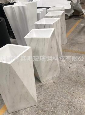 玻璃钢简约现代圆柱花盆酒店美陈区户外组合落地圆形花器摆件花钵