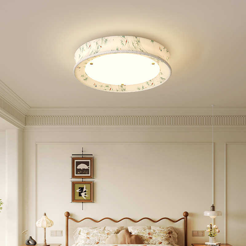 宋代美学新中式客厅餐厅书房复古田园竹叶印花布艺灯具卧室吸顶灯,淘宝优惠券,粉丝福利购,淘宝优惠卷