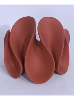 现代简约棕红色几何花瓣抽象摆件书样板房售楼处软装饰品摆设灯笼