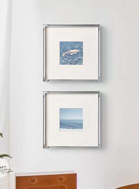 向海小众艺术极简装饰画画客饭厅书房包豪斯挂画画蓝色风景简约银