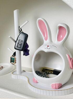 轻奢高端创意卡通兔家入口玄关饰品钥匙收纳盒现代简约鞋柜