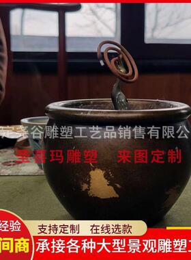 庭院纯铜流水景观铜大缸狮首缸室外门海铸铁仿铜小喷泉故宫缸水缸