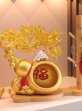 树品新款发财招财猫MM7073收吉纳摆件玄关收纳招财装饰开业大礼品