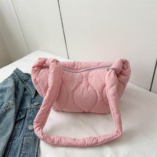 大容量棉服时尚新款褶皱云朵包绣线简约休闲托特腋下包包女