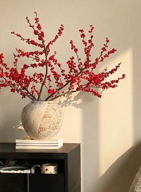 冬青花瓶复古新中式陶瓷摆件高级感客厅插花干花鲜花创意桌面装饰